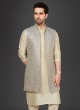 Jacquard Silk Nehru Jacket Set For Mens